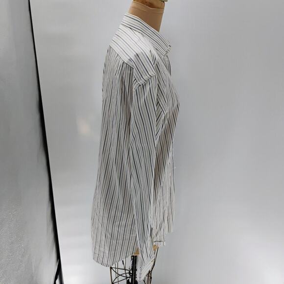 Ermenegildo Zegna Shirt Men’s 41/16 White Green Striped Long Sleeve Button Up - Picture 7 of 14